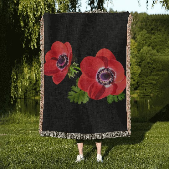 flowers lilies tulips orchids sunflower dahlia ger Woven Blankets