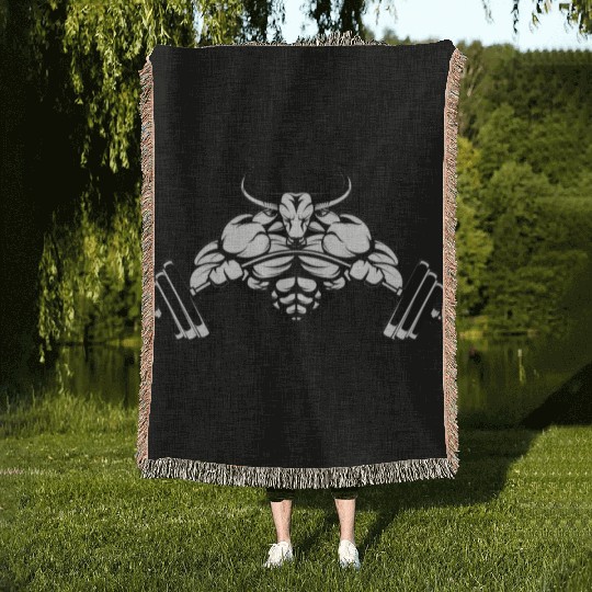 gym ripped Woven Blankets