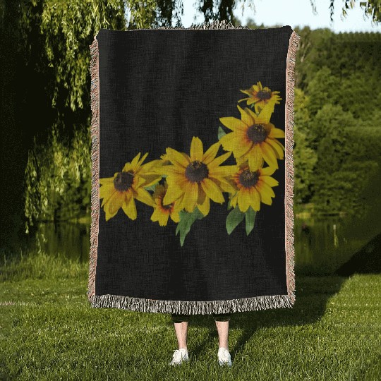 flowers lilies tulips orchids sunflower dahlia ger Woven Blankets
