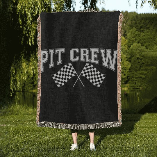 Pit Crew Racing Team Sports Racers Track Pit Stops Woven Blankets