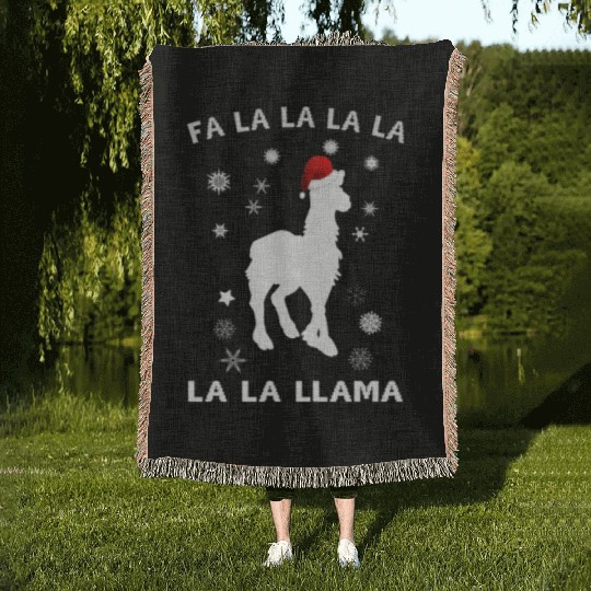 Christmas Llama Woven Blankets, Funny Xmas Llama Woven Blankets