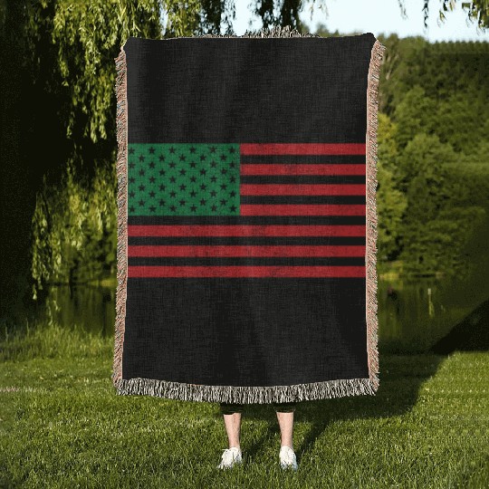 African American Flag Woven Blankets