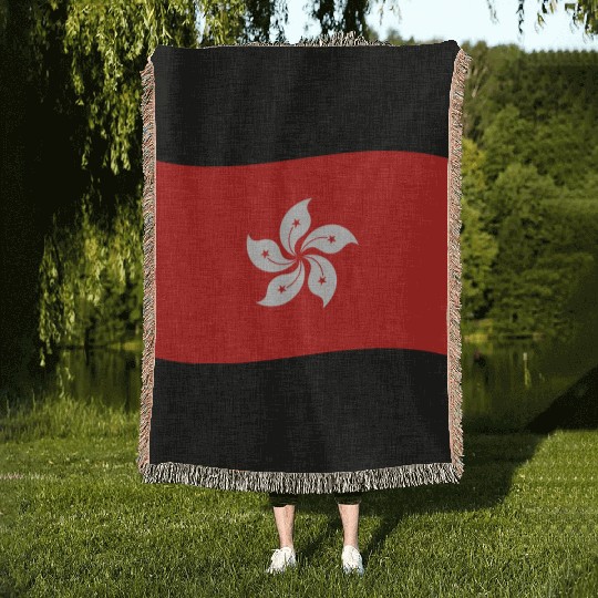 flag hong kong Woven Blankets