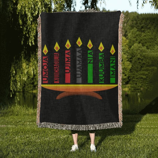 Kwanzaa Holiday Candles Woven Blankets
