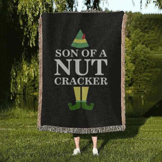 Funny Son of A Nutcracker Christmas Movie Quote Woven Blankets