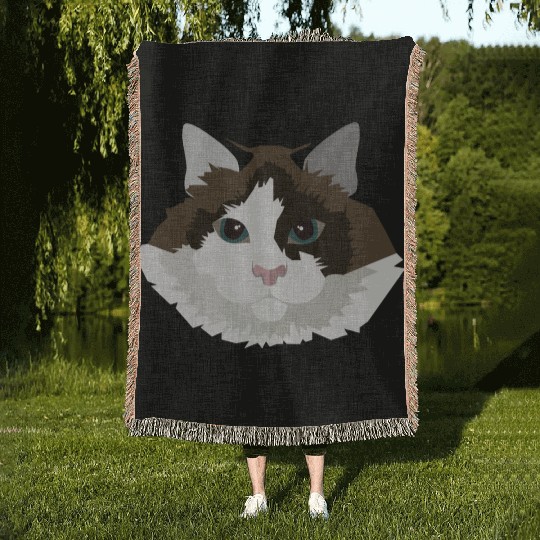 Cat face Woven Blankets