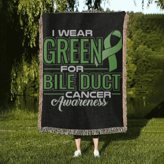 I WEAR GREEN FOR BILE DUCT CANCER AWARENESS Woven Blankets