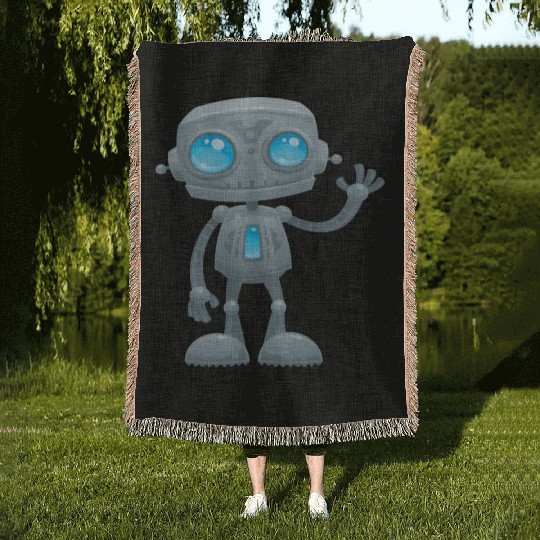 Waving Robot Woven Blankets