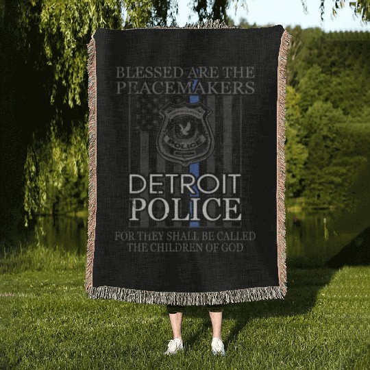 Detroit Police Support Saint Michael Police Officer Prayer Woven Blankets