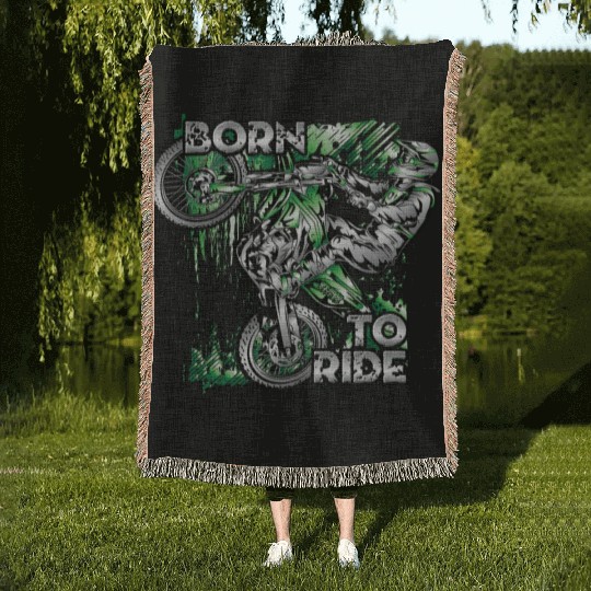 Supercross Born To Ride Woven Blankets