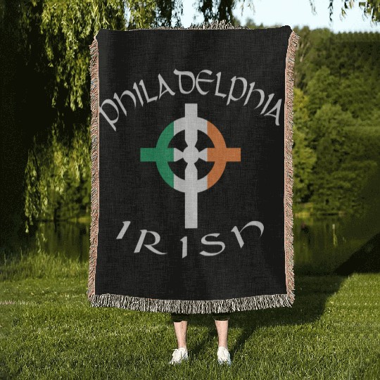 Ireland Pride Philadelphia Irish Celtic Cross Woven Blankets