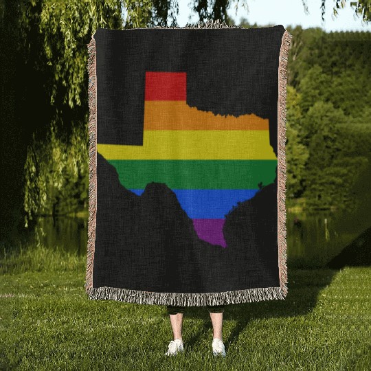 Texas Gay Pride Rainbow Flag LGBT Woven Blankets
