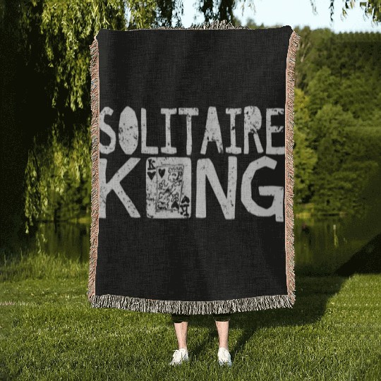 Solitaire King Card Games Fun Woven Blankets