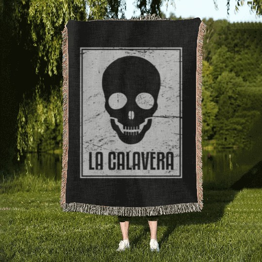 La Calavera | Loteria Mexican Tarot Card Woven Blankets