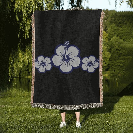 Hawaiian Hibiscus Flowers - Surf & Sun Woven Blankets