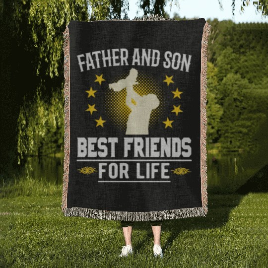 father and son best friends for life Woven Blankets gift