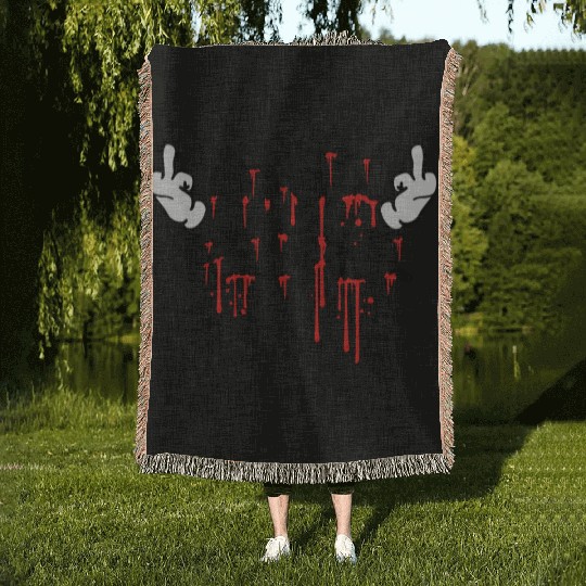 cool i hate people text graffiti spray drop blood Woven Blankets