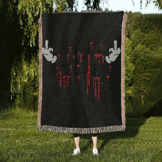 cool i hate people text graffiti spray drop blood Woven Blankets