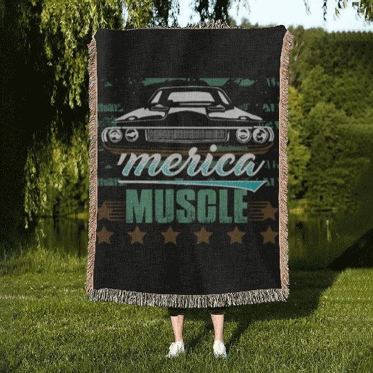 'Merica Muscle Car Woven Blankets