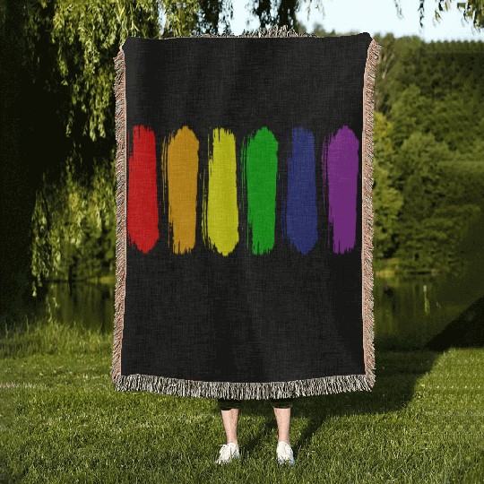 Love is Love Painting Rainbow LGBT Gay Pride Woven Blankets
