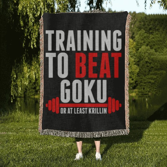 Training To Beat Goku Woven Blankets