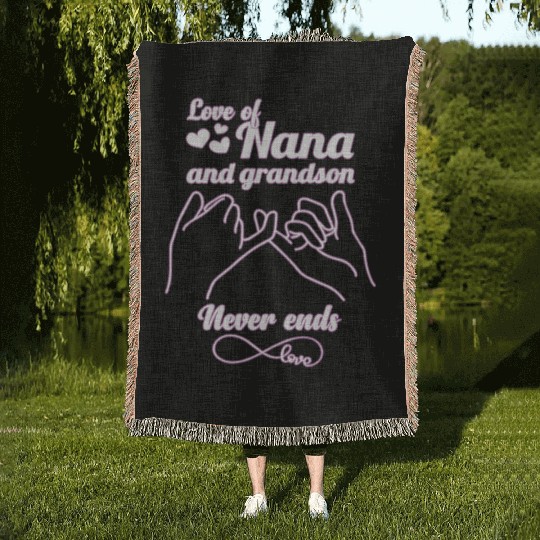 love of nana and grandson never end mother grandma Woven Blankets