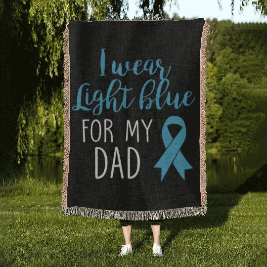 I Wear Light Blue For Dad Woven Blankets Prostate Cancer