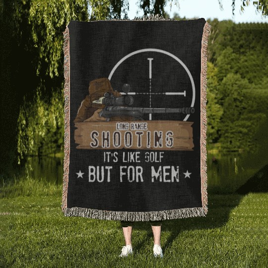 Long Range Shooting Gun Hunter Woven Blankets