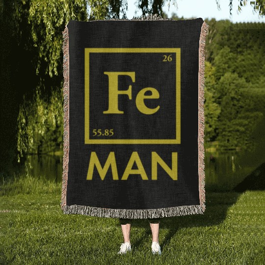 funny iron man science chemistry fe Woven Blankets
