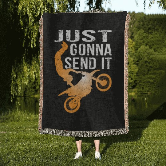Just Gonna Send It Bike Woven Blankets