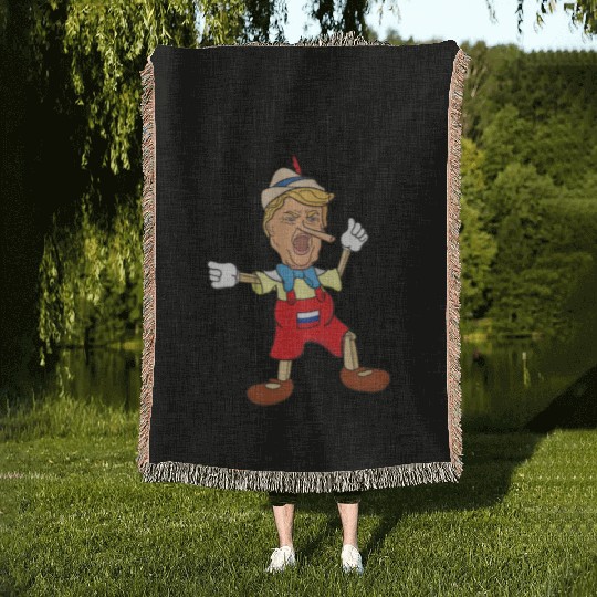Trump Lying Pinocchio Woven Blankets