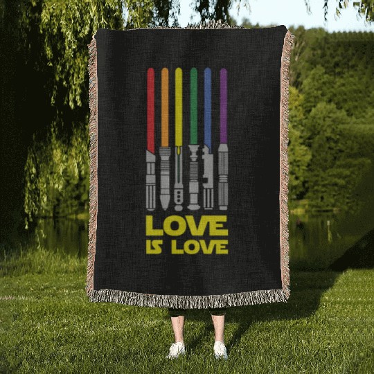 Lightsaber Rainbow - Love Is Love Woven Blankets
