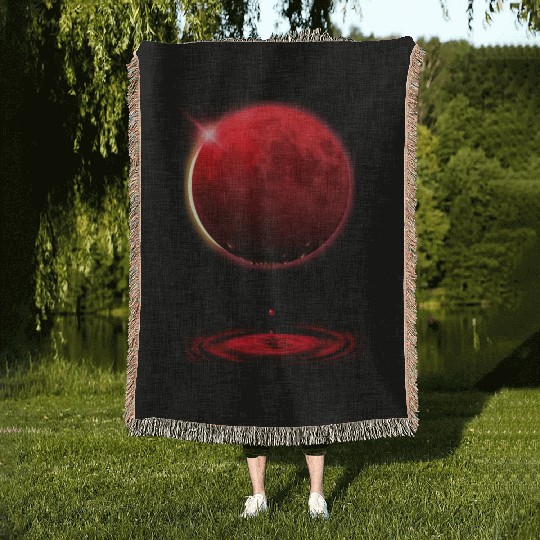 Vampire werewolf blood red moon eclipse Woven Blankets