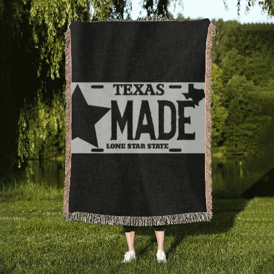 Texas - texas made lone star license plate Woven Blankets