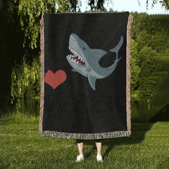 i love shark week shark Woven Blankets
