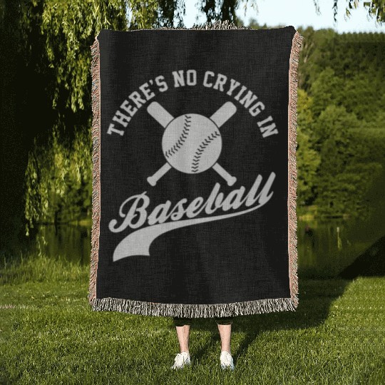 No Crying in Baseball Funny Sports Fan Woven Blankets
