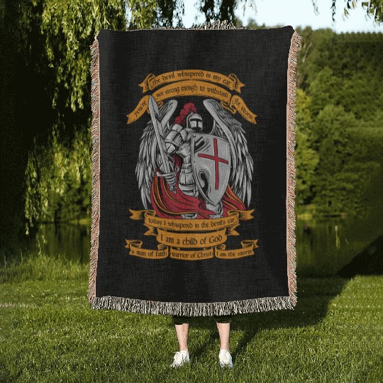 Knight templar I am a child of God Woven Blankets Halloween