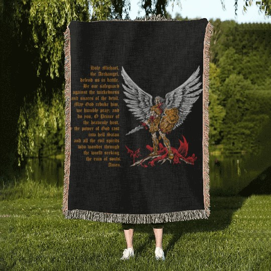 Saint Michael Woven Blankets for men prayer catholic church
