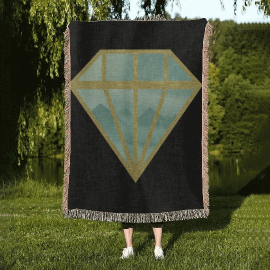 Golden Indie Diamond shape Mountain Woven Blankets