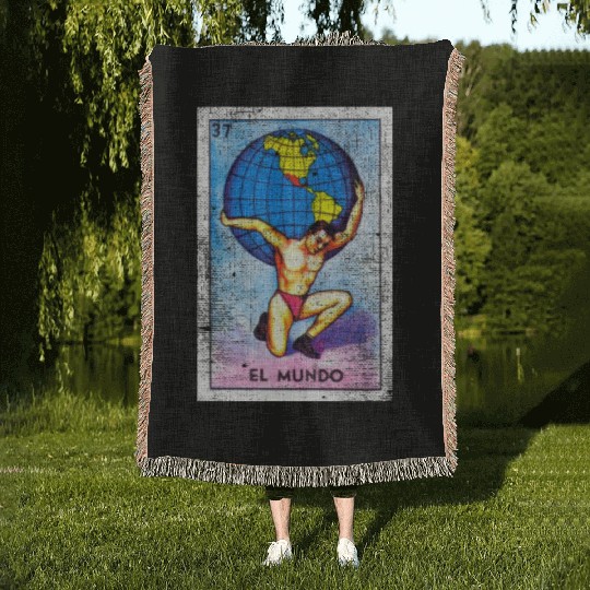 El Mundo Mexican Loteria Bingo Card Woven Blankets
