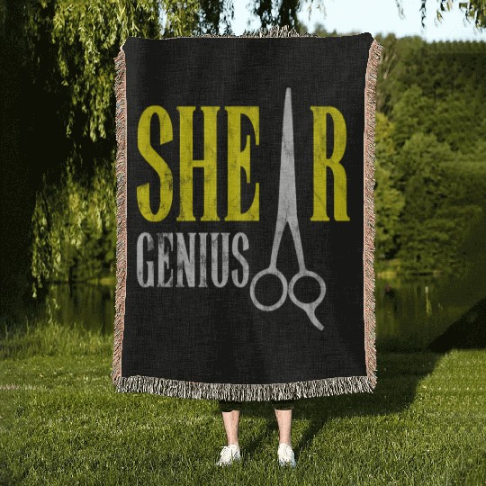 Shear Genius Hairstylist Worker gift Woven Blankets