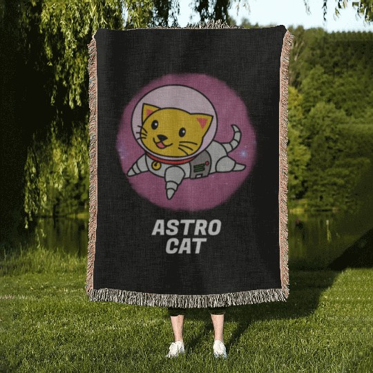 Astro Cat Woven Blankets