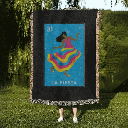 La Fiesta Mexican Loteria Bingo Card Woven Blankets