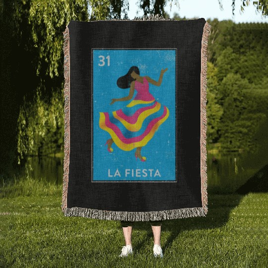 La Fiesta Mexican Loteria Bingo Card Woven Blankets