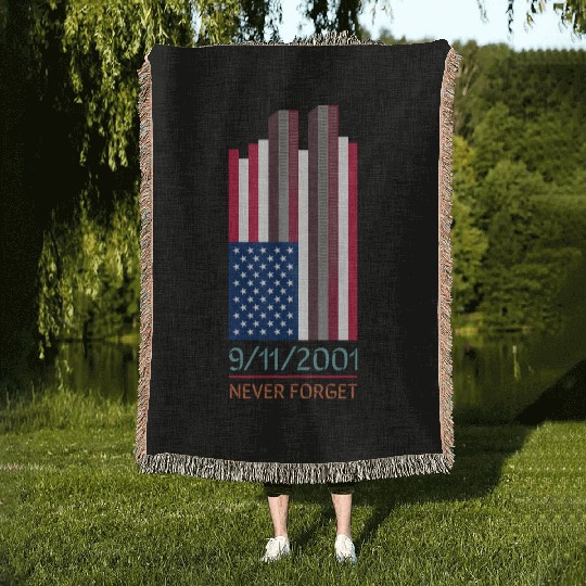 9-11-2001 We Will Never Forget - Patriot Day Woven Blankets