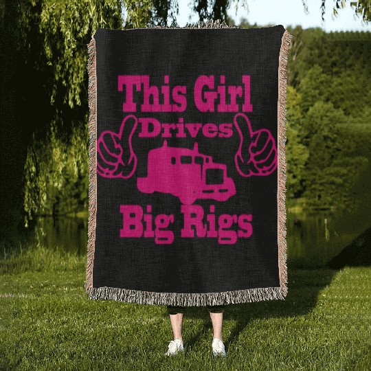 Trucker Truck Driver Truck Driving Woman This Girl Woven Blankets