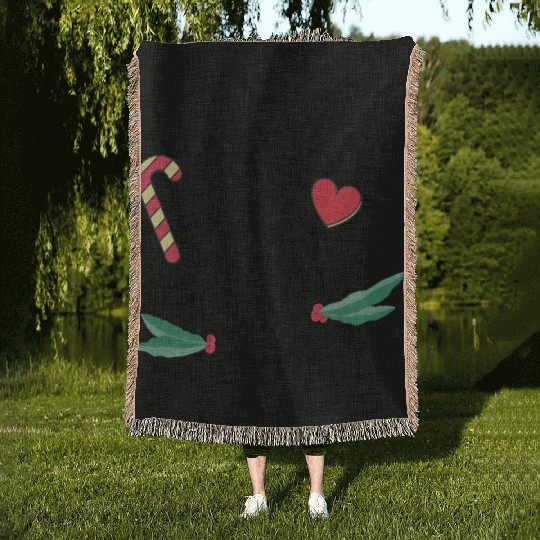 Candy cane wishes and mistletoe kisses Woven Blankets