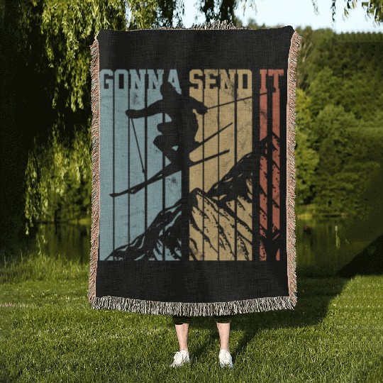 Gonna Send It - Ski Vintage Gift Woven Blankets