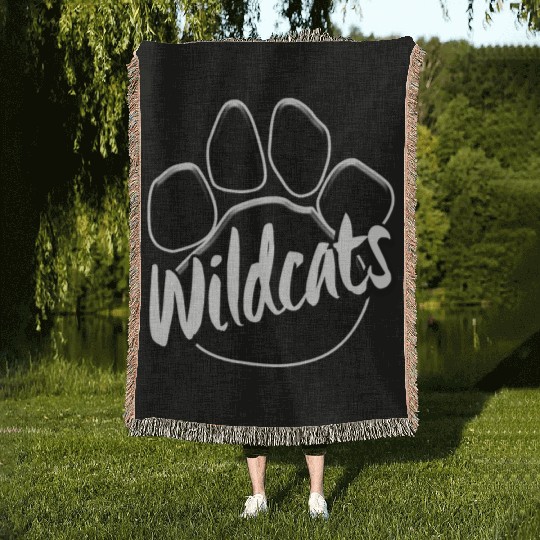 Wildcats Paw Print Mascot School Pride Woven Blankets