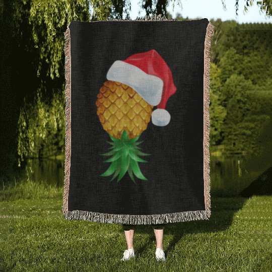Santa Hat Swinger Upside Down Pineapple Woven Blankets
